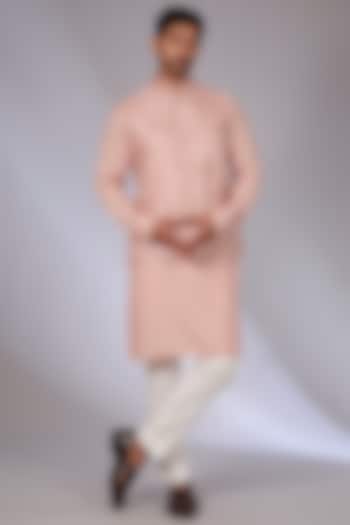Onion Pink Cotton Silk Chanderi Bundi Jacket Set by Dhruv Vaish