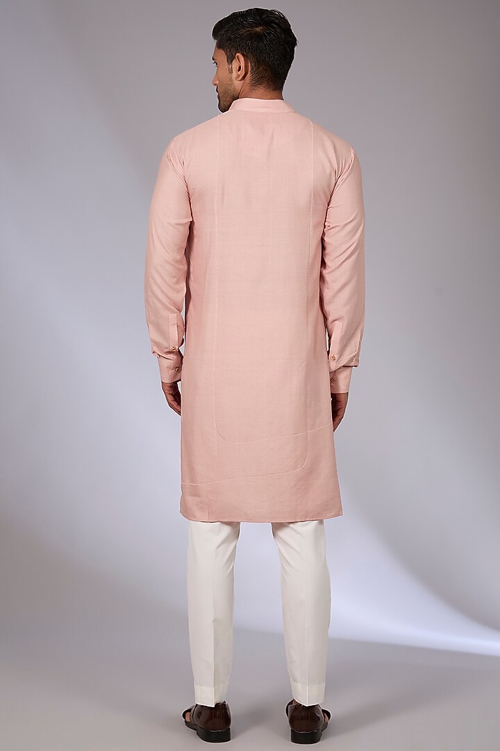 Onion Pink Cotton Silk Chanderi Bundi Jacket Set by Dhruv Vaish at Pernia's Pop Up Shop