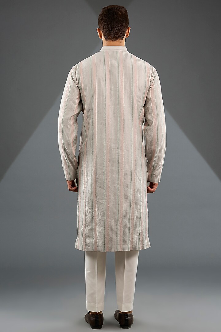 London Fog Silk Thread Embroidered Nehru Jacket Set by Dhruv Vaish at Pernia's Pop Up Shop