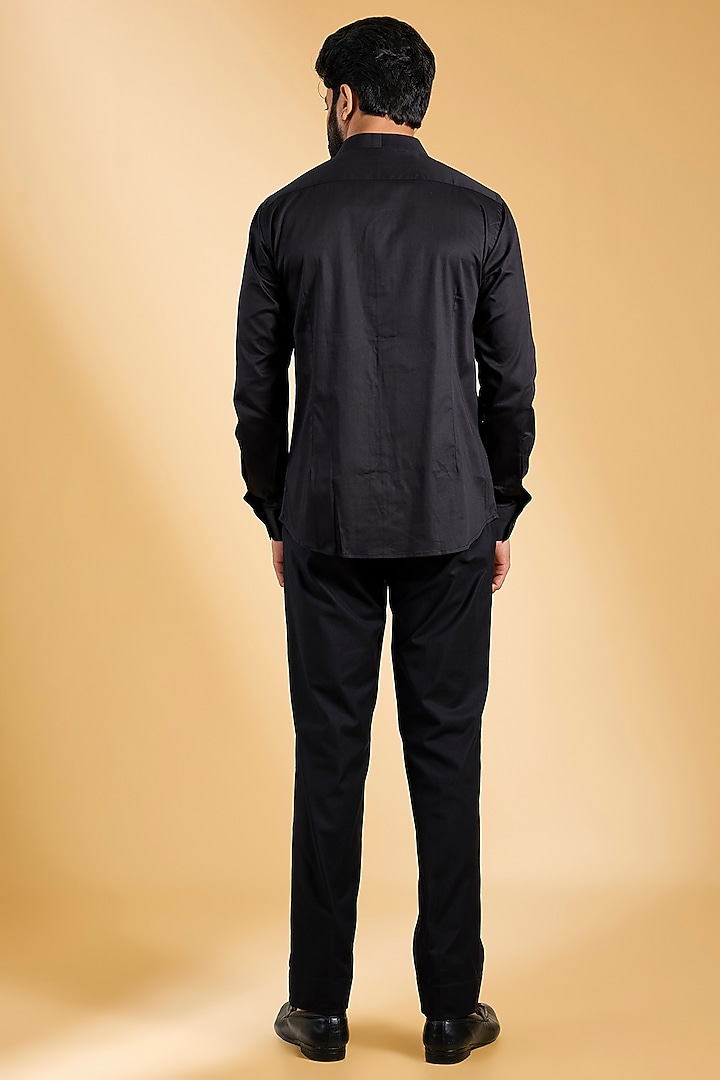 Black Silk Groom Indowestern Set by Dhruv Vaish at Pernia's Pop Up Shop