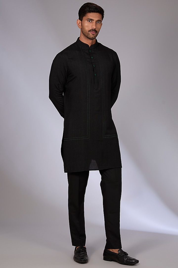 Bottle Green Silk Wedding Indowestern Set by Dhruv Vaish at Pernia's Pop Up Shop