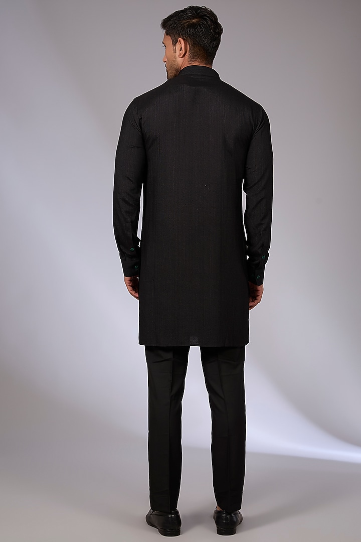 Bottle Green Silk Wedding Indowestern Set by Dhruv Vaish at Pernia's Pop Up Shop