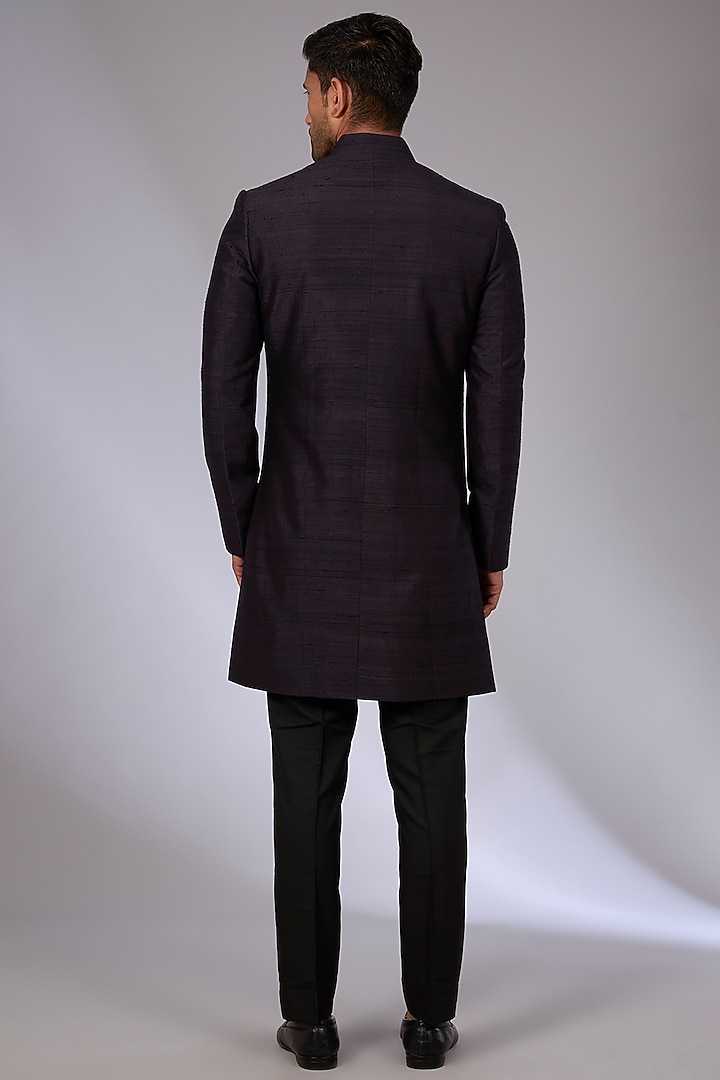 Oxidised Purple Silk Wedding Indowestern Set by Dhruv Vaish at Pernia's Pop Up Shop