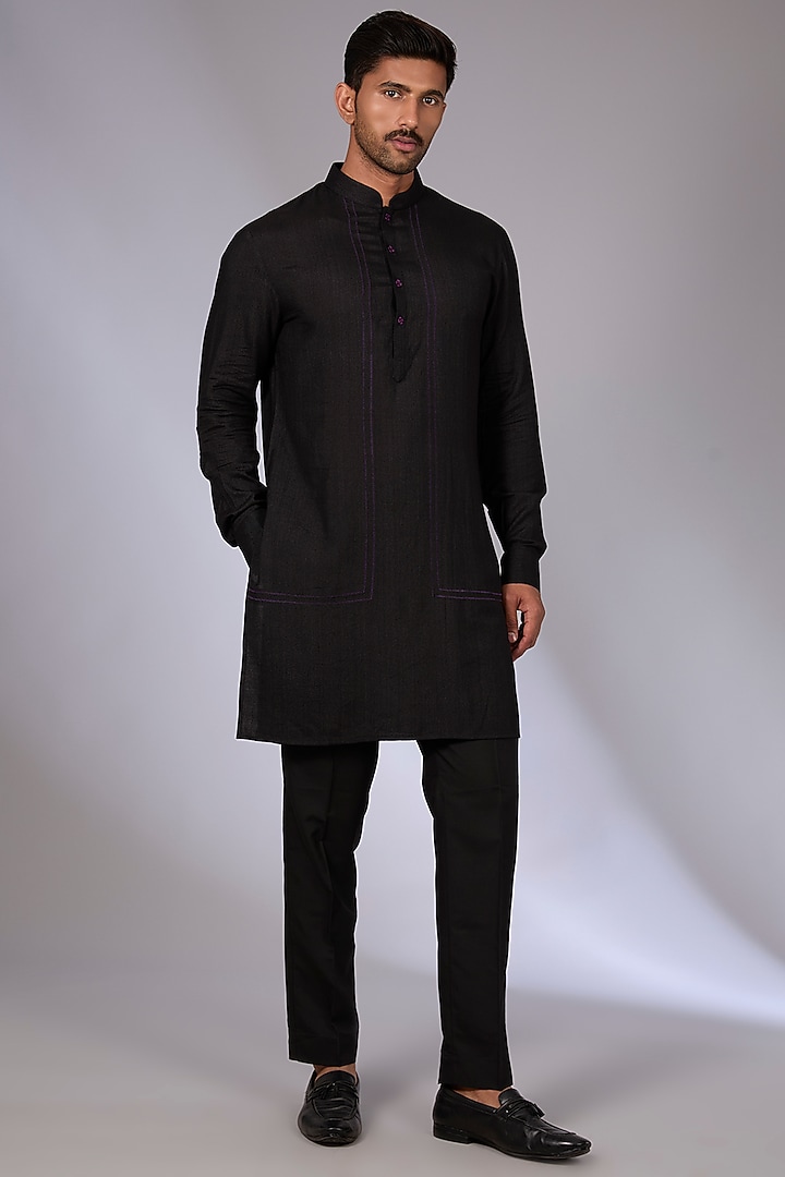 Oxidised Purple Silk Wedding Indowestern Set by Dhruv Vaish at Pernia's Pop Up Shop