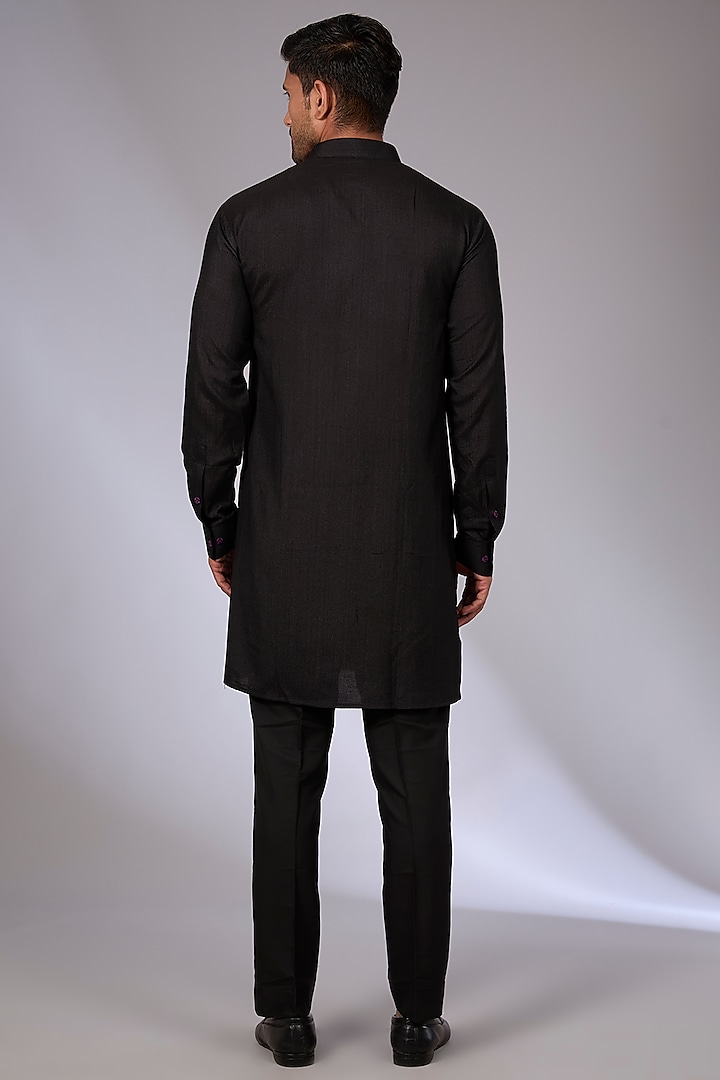 Oxidised Purple Silk Wedding Indowestern Set by Dhruv Vaish at Pernia's Pop Up Shop