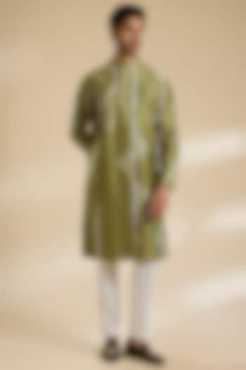 Fern Green Silk Kurta Set by Dhruv Vaish