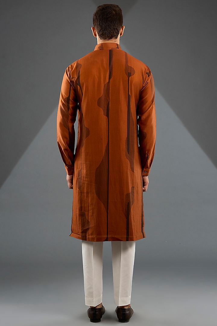 Burnt Orange Silk Kurta Set by Dhruv Vaish at Pernia's Pop Up Shop