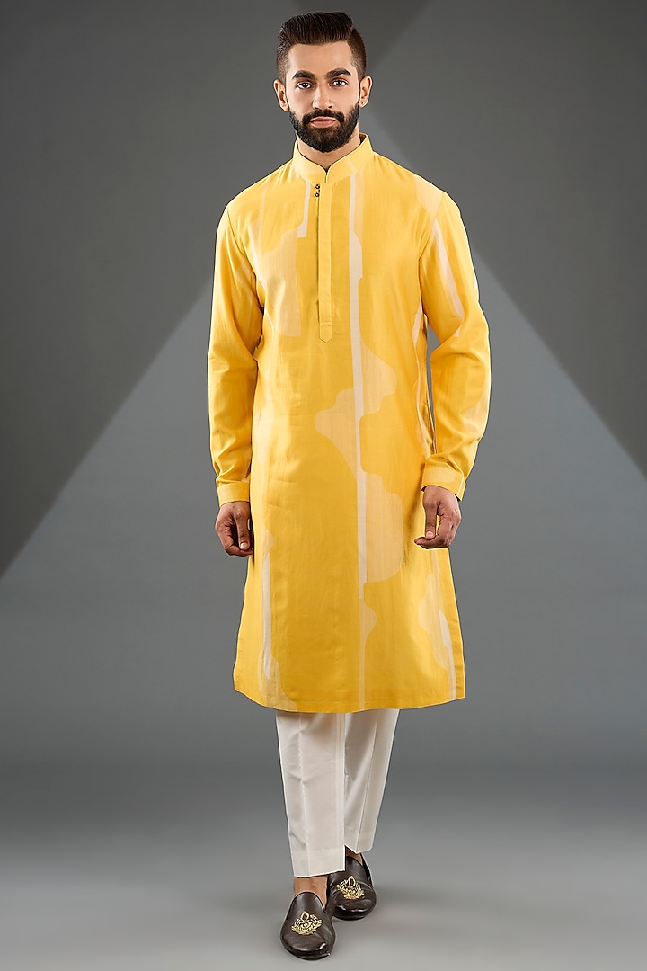Marigold Silk Kurta Set by Dhruv Vaish