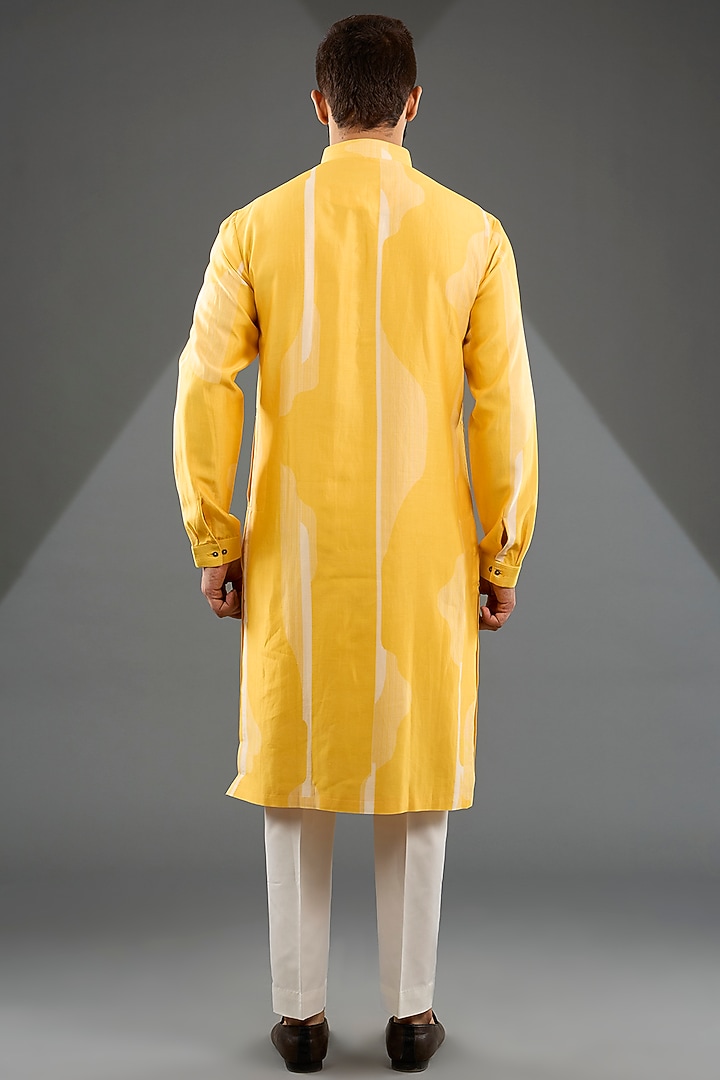 Marigold Silk Kurta Set by Dhruv Vaish at Pernia's Pop Up Shop