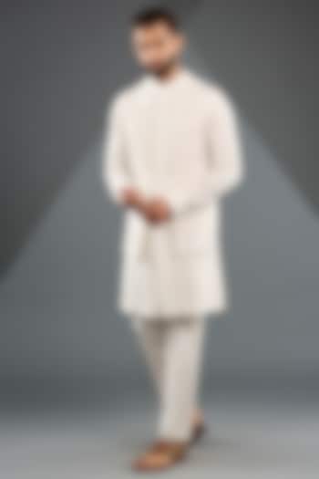 Ivory Silk Kurta Set by Dhruv Vaish
