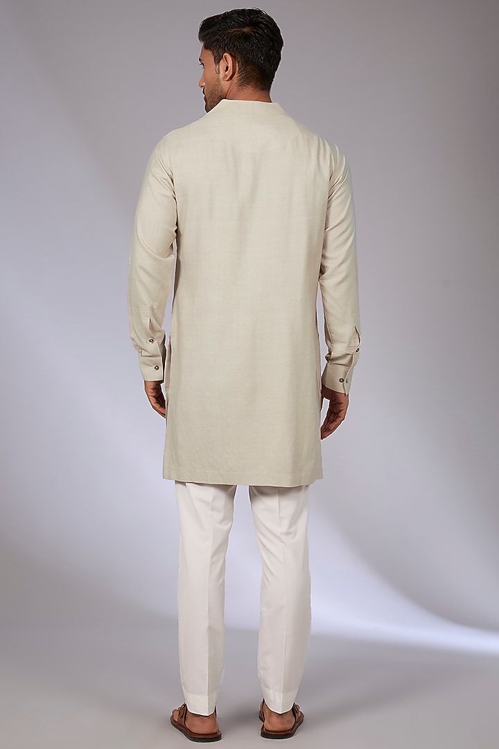 London Fog Cotton Silk Chanderi Kurta Set by Dhruv Vaish at Pernia's Pop Up Shop