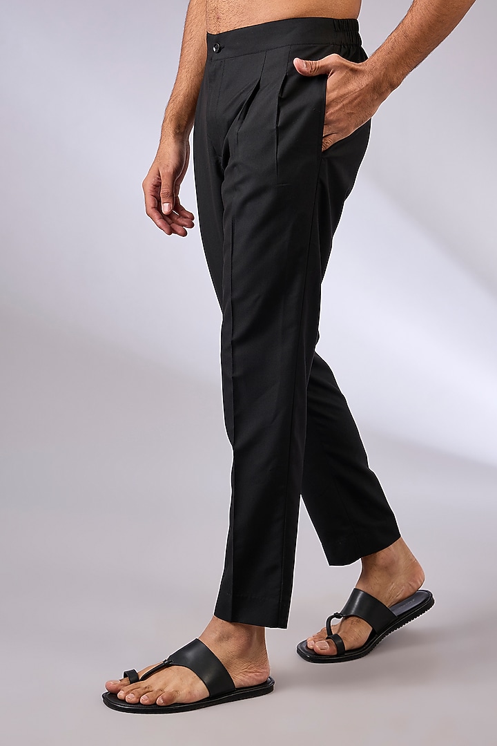 Black Cotton Silk Kurta Set by Dhruv Vaish at Pernia's Pop Up Shop