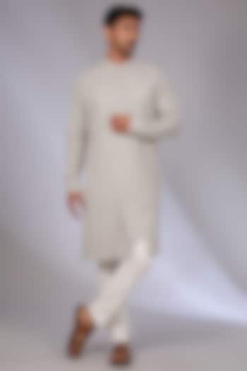 London Fog Cotton Silk Chanderi Kurta Set by Dhruv Vaish