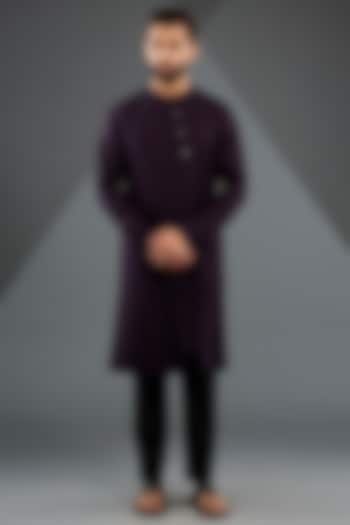 Midnight Purple Silk Kurta Set by Dhruv Vaish