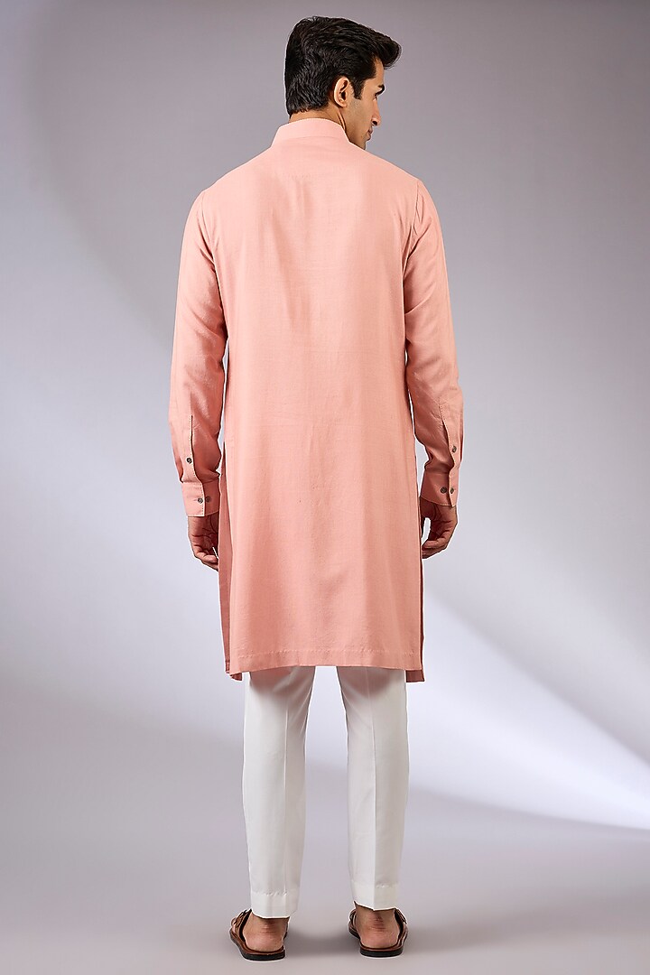 Onion Pink Cotton Silk Kurta Set by Dhruv Vaish at Pernia's Pop Up Shop
