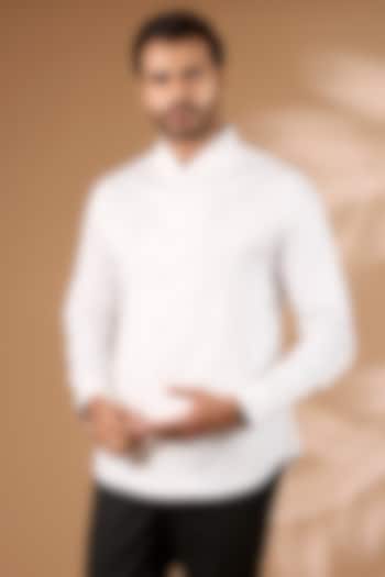 White Cotton Satin Shirt by Dhruv Vaish