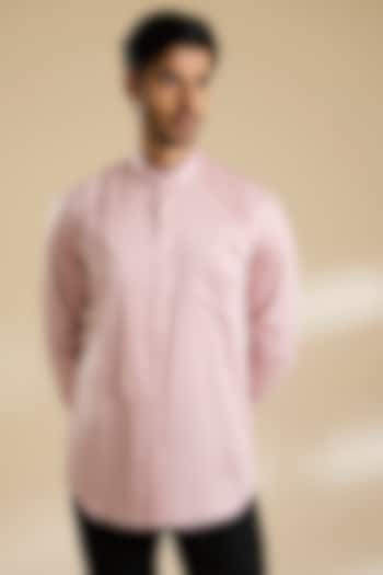 Rose Water Colored Cotton Satin Shirt by Dhruv Vaish