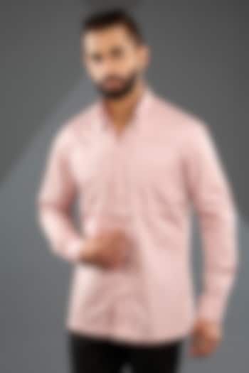 Rose Water Pink Cotton Satin Shirt  by Dhruv Vaish