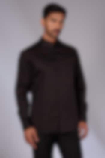 Black Cotton Satin Shirt by Dhruv Vaish