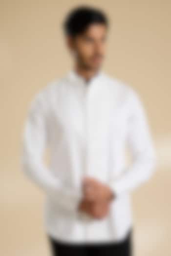 White Cotton Satin Shirt by Dhruv Vaish