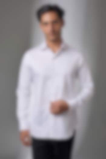 White Cotton Party Wear Shirt by Dhruv Vaish at Pernia's Pop Up Shop