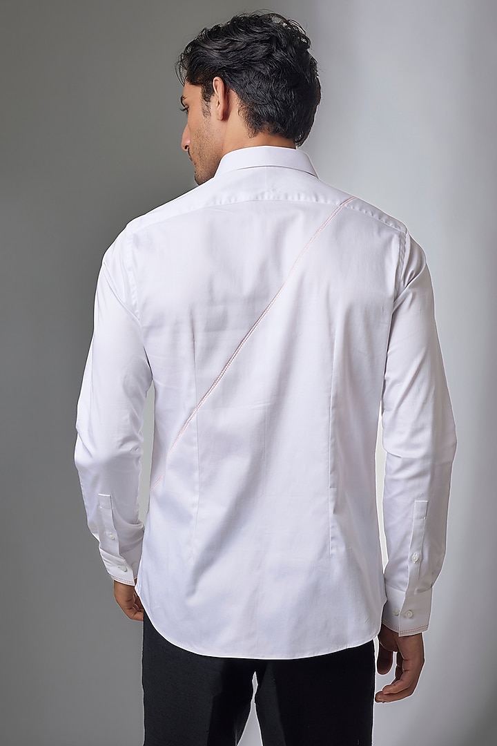 White Cotton Party Wear Shirt by Dhruv Vaish at Pernia's Pop Up Shop