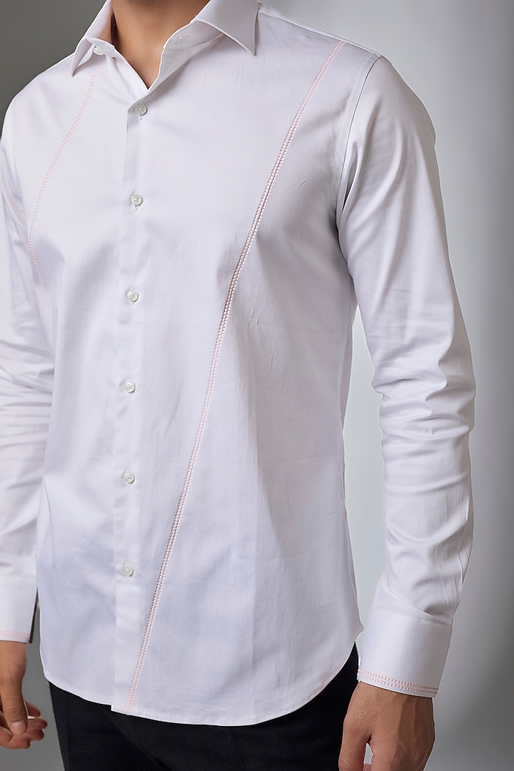 White Cotton Party Wear Shirt by Dhruv Vaish at Pernia's Pop Up Shop