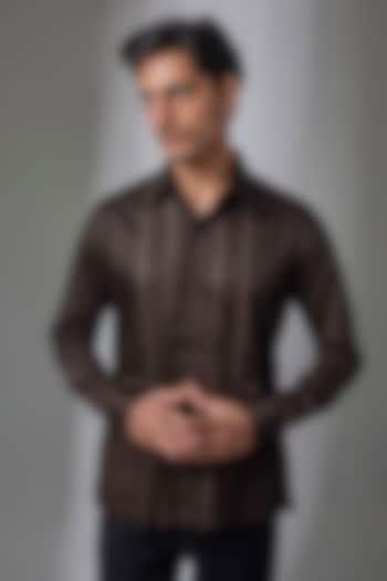 Coco Bean Cotton Silk Party Wear Shirt by Dhruv Vaish at Pernia's Pop Up Shop