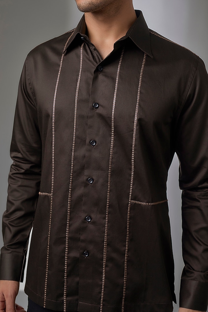 Coco Bean Cotton Silk Party Wear Shirt by Dhruv Vaish at Pernia's Pop Up Shop