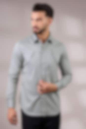 Silver Green Cotton Satin Party Wear Shirt by Dhruv Vaish at Pernia's Pop Up Shop