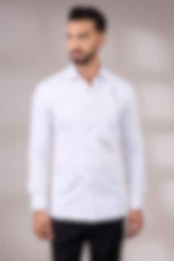 White Cotton Satin Party Wear Shirt by Dhruv Vaish at Pernia's Pop Up Shop