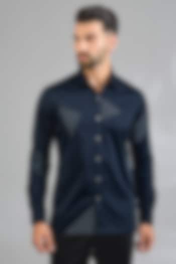 Navy Cotton Party Wear Shirt by Dhruv Vaish at Pernia's Pop Up Shop