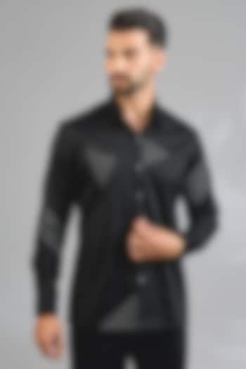 Black Cotton Party Wear Shirt by Dhruv Vaish at Pernia's Pop Up Shop