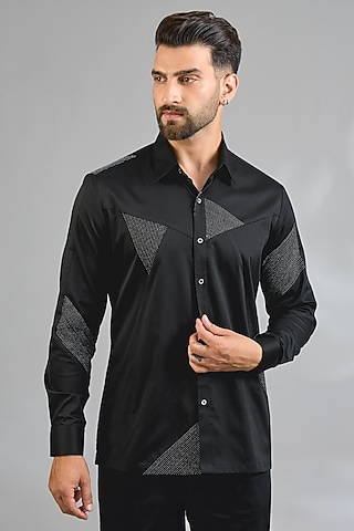 Black Cotton Shirt by Dhruv Vaish