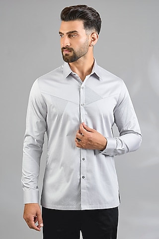 Silver Grey Cotton Shirt by Dhruv Vaish