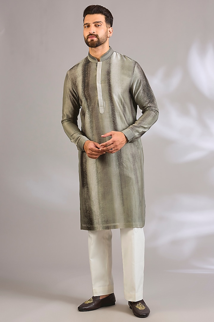 Sage Chanderi Silk Kurta Set by Dhruv Vaish at Pernia's Pop Up Shop