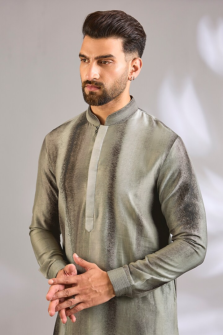 Sage Chanderi Silk Kurta Set by Dhruv Vaish at Pernia's Pop Up Shop