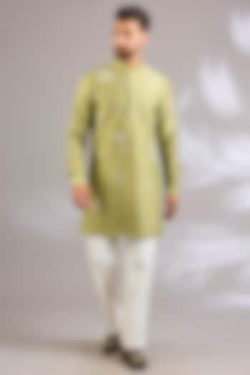 Fern Green Chanderi Silk Kurta Set by Dhruv Vaish at Pernia's Pop Up Shop