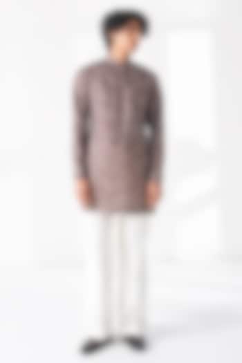 Bean Brown Spun Silk Kurta Set by Dhruv Vaish at Pernia's Pop Up Shop