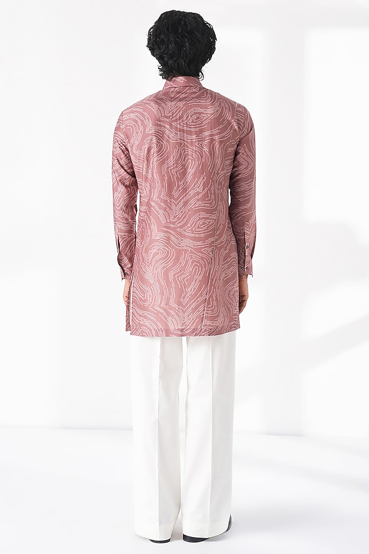 Dusty Rose Spun Silk Kurta Set by Dhruv Vaish at Pernia's Pop Up Shop