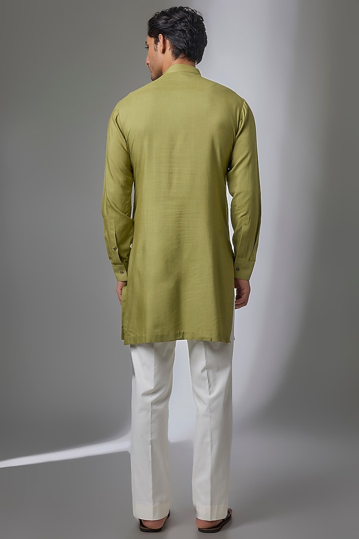 Fern Silk Kurta Set by Dhruv Vaish at Pernia's Pop Up Shop