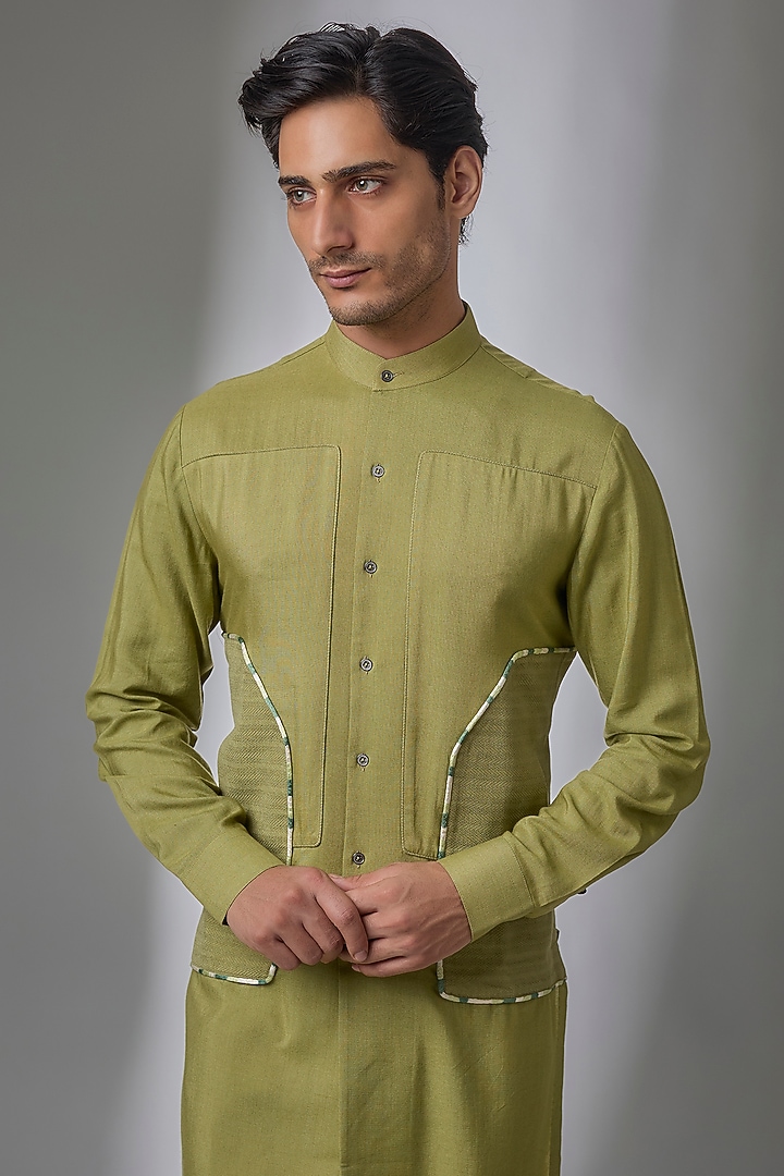 Fern Silk Kurta Set by Dhruv Vaish at Pernia's Pop Up Shop
