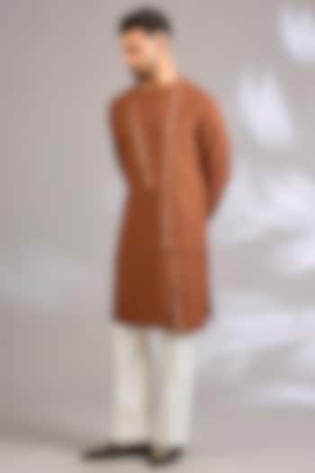 Burnt Orange Cotton Silk Kurta Set by Dhruv Vaish at Pernia's Pop Up Shop