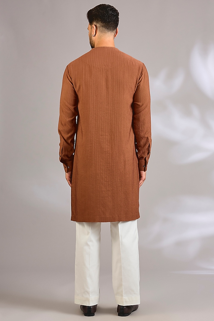 Burnt Orange Cotton Silk Kurta Set by Dhruv Vaish at Pernia's Pop Up Shop