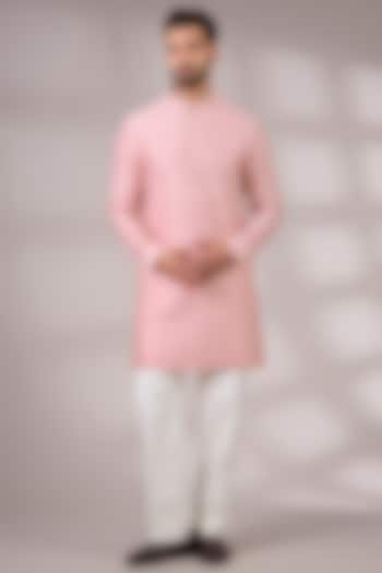 Sakura Pink Cotton Silk Kurta Set by Dhruv Vaish at Pernia's Pop Up Shop