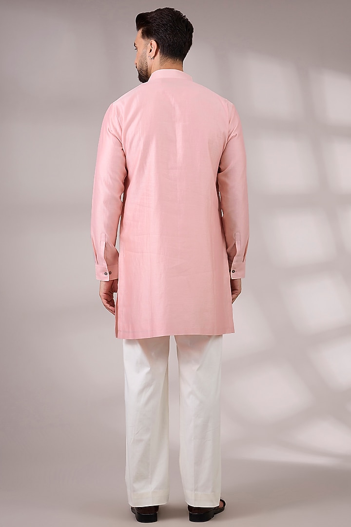 Sakura Pink Cotton Silk Kurta Set by Dhruv Vaish at Pernia's Pop Up Shop