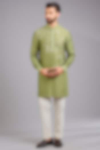Fern Silk Kurta Set by Dhruv Vaish at Pernia's Pop Up Shop