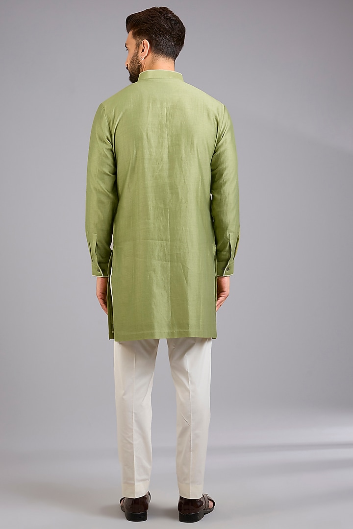 Fern Silk Kurta Set by Dhruv Vaish at Pernia's Pop Up Shop