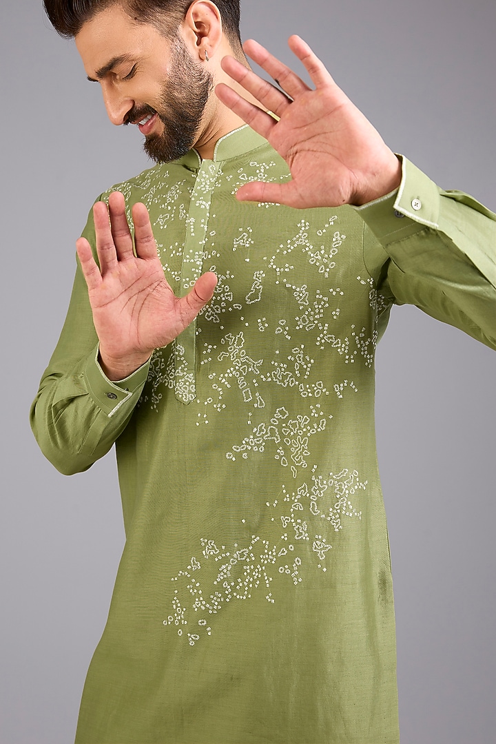 Fern Silk Kurta Set by Dhruv Vaish at Pernia's Pop Up Shop