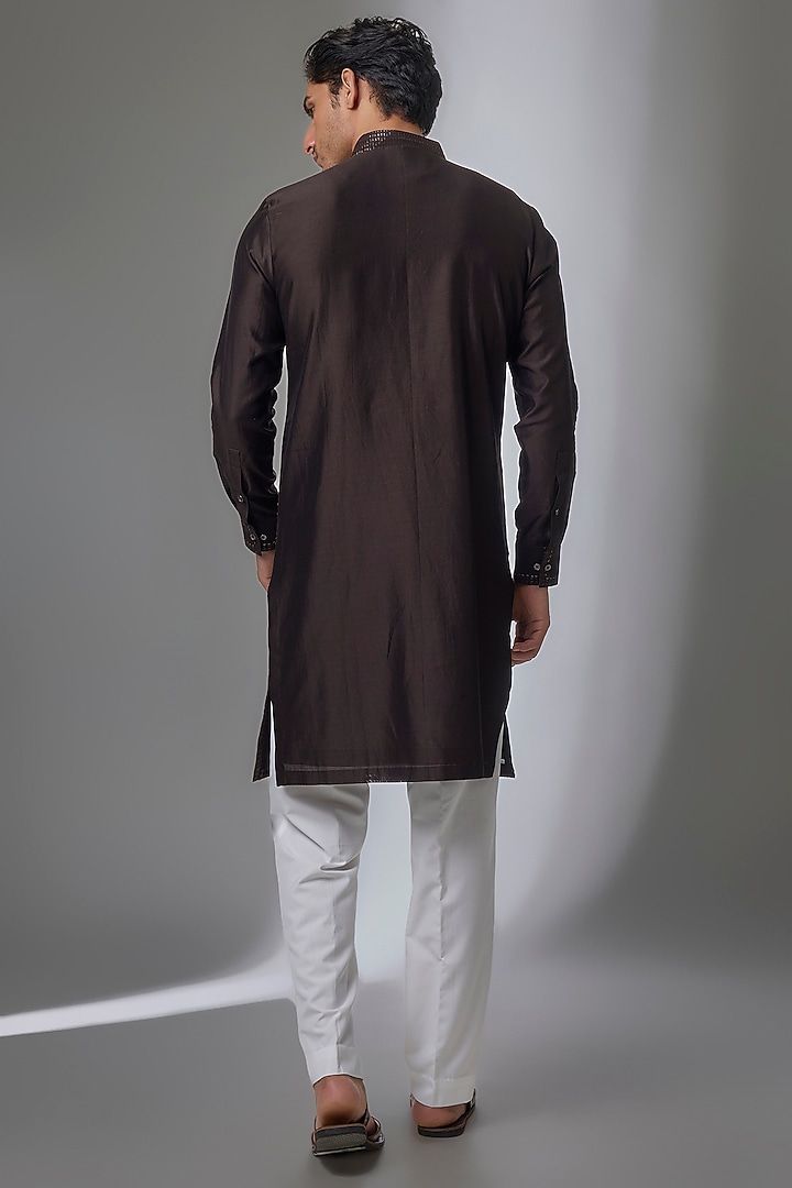 Coco Brown Silk Kurta Set by Dhruv Vaish at Pernia's Pop Up Shop